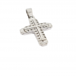 Croce in oro bianco k14 con zirconi cubici (code H1837)